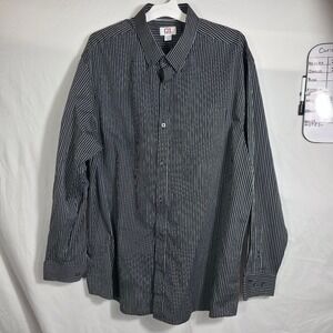Cutter & Buck Button Down Shirt Mens XXL Black Pinstripe Excellent Long Sleeve